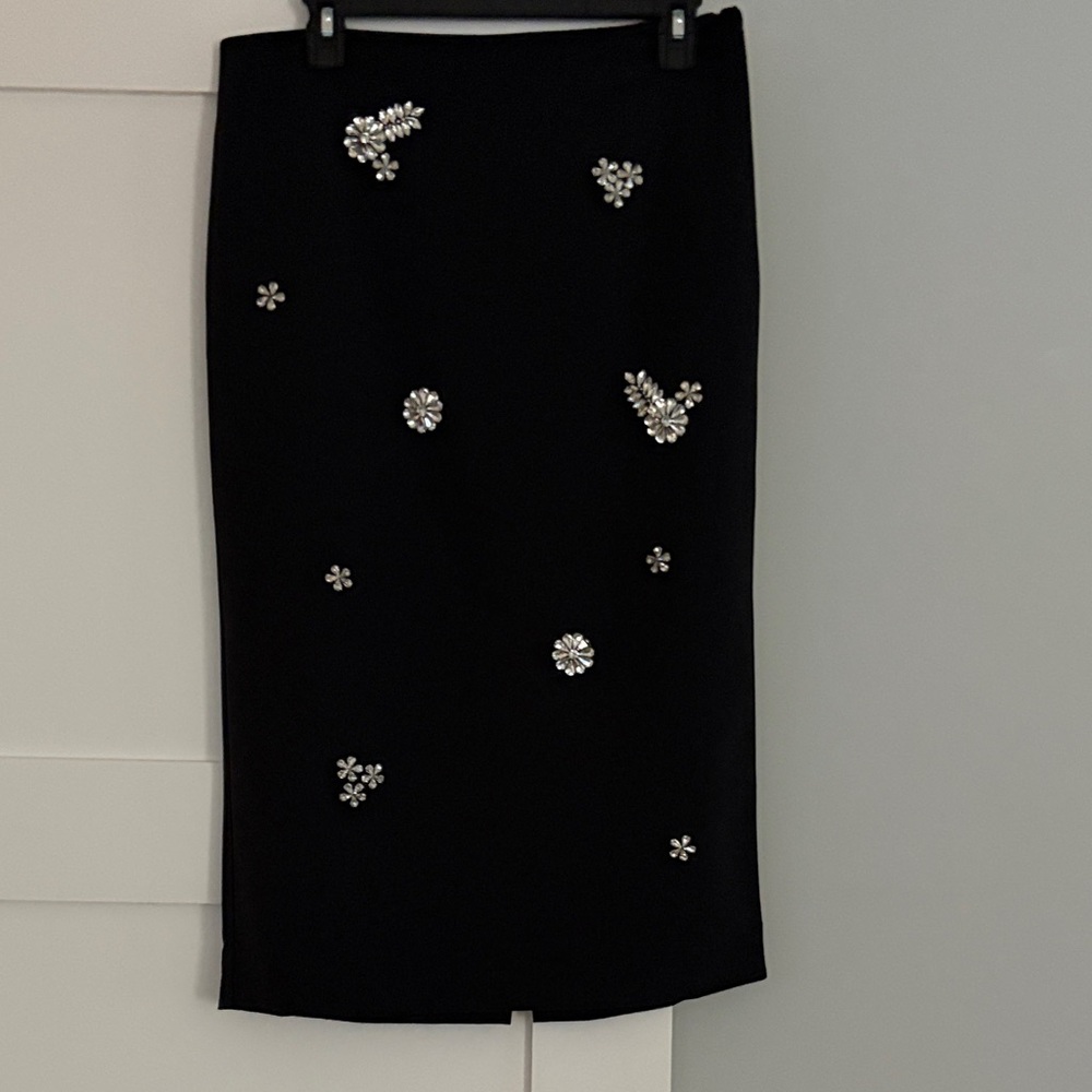 Express Black Pencil Skirt with Silver Accents